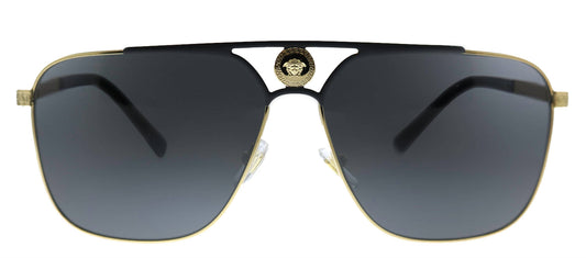 Versace - Rectangle Metal Sunglasses with Grey Lens