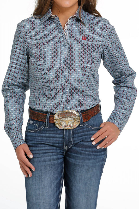 Cinch - Women's Geo Button Long Sleeve Shirt