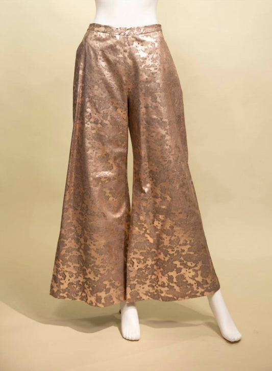 Samuel Dong - Women's Foil Finished Denim Palazzo Pants