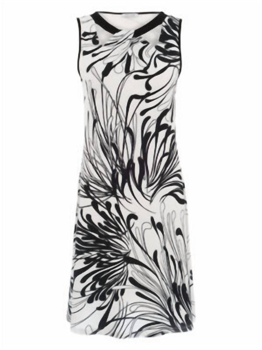 Dolcezza - Sleeveless Dress Modern Fern Print Black & White