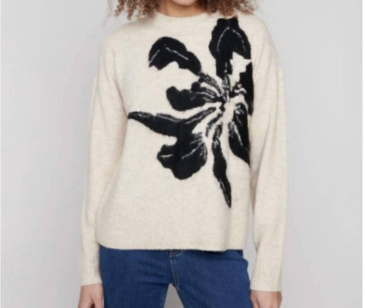 Charlie B - Floral Jacquard Crew Neck Sweater