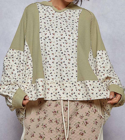 Pol - Floral Multi Texture Oversized Top