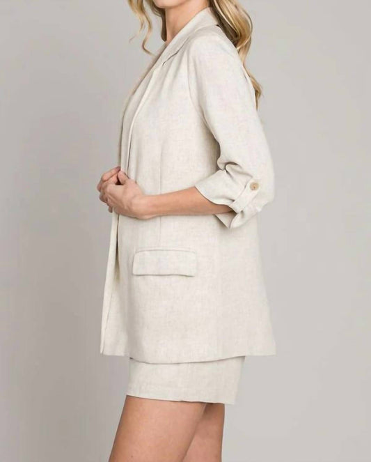 Allie Rose - Linen 3/4 Roll Tab Sleeve Jacket