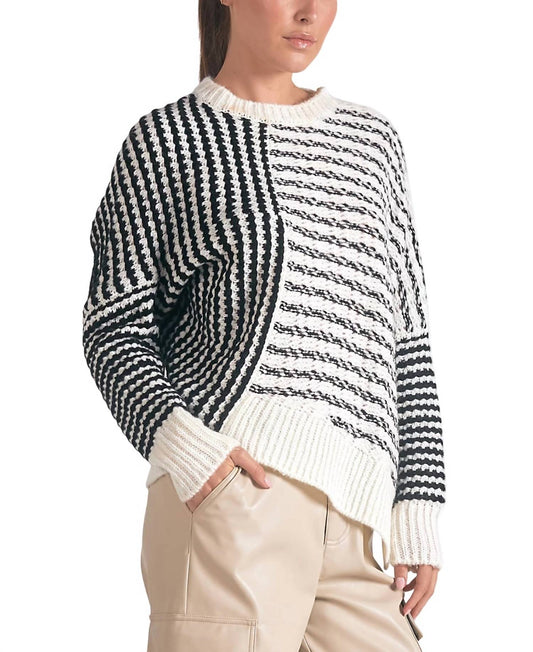 Elan - Aysmmetrical Striped Sweater