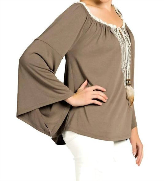 Kori - Embroidered Bell Sleeve Knit Top