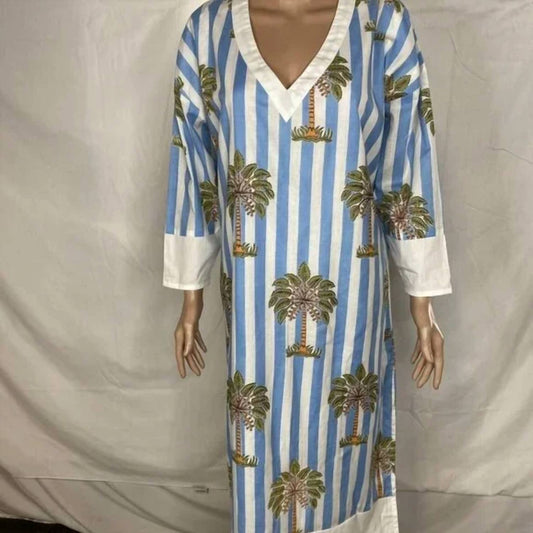 Fancy - Women's Cotton Poplin Palm Tree Summer Dress