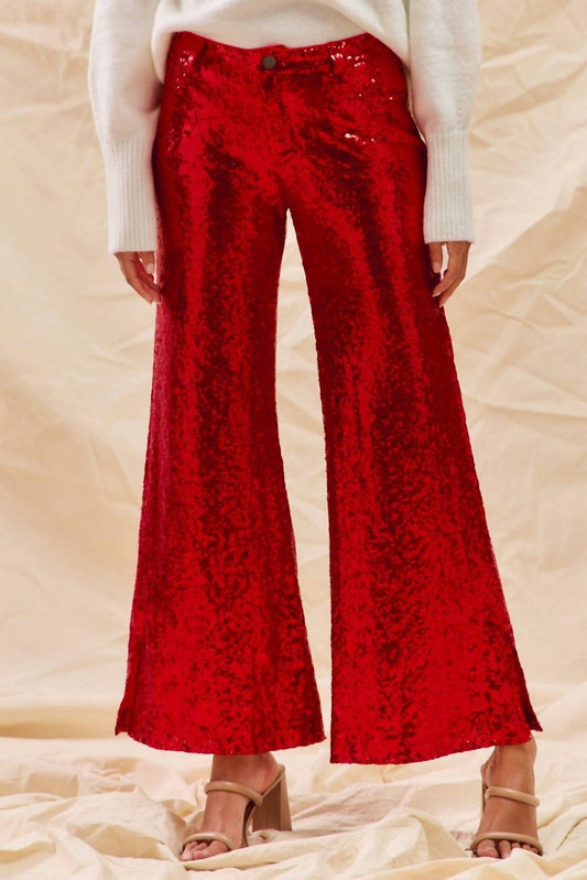 So Me - Sequin Mid Rise Leg Holiday Pants