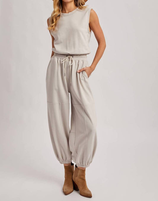 Bluivy - Women's Drawstring Waist Sleeveless Knit Active Jumpsuit