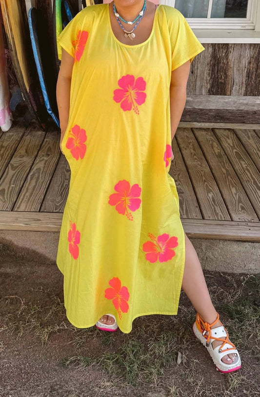 Tela - Happy Hibiscus Caftan Maxi Dress