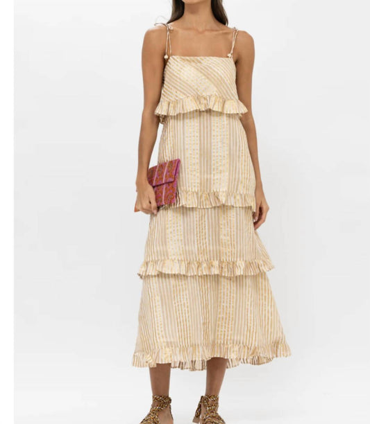 Oliphant - Tie Strap Ruffle Midi Dress