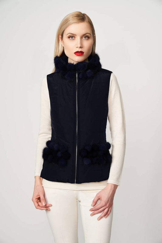 Diomi - poly with mink collar vest