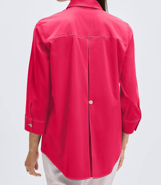 Foxcroft - Kelly No Iron Stretch Contrast Stitch Three Quarter Sleeve Shirt