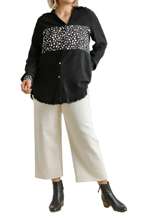 Umgee - Button Down Frayed Long Sleeve Shirt