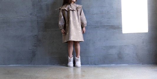 Omamimini - Girl's Terry Dress With Ruffled Yolk