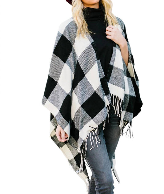 Leto - Blank Check Plaid Poncho