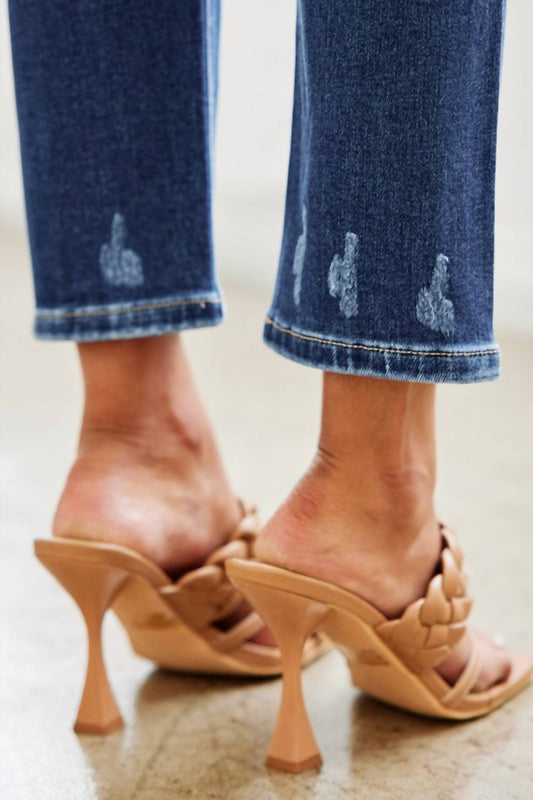 Kancan - Gracie High Rise Double Button Straight Leg Denim Jean