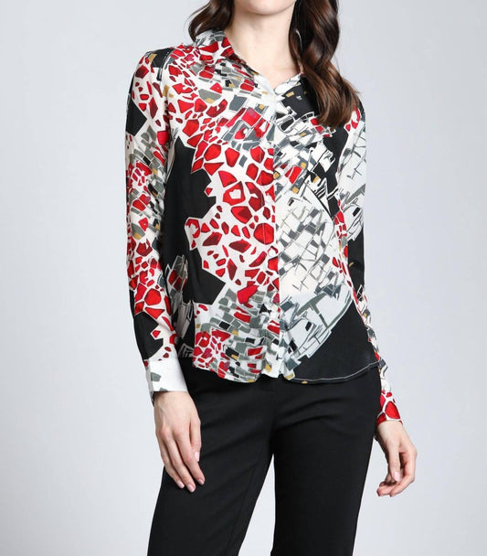 Apny - Abstract Print Button Up Top