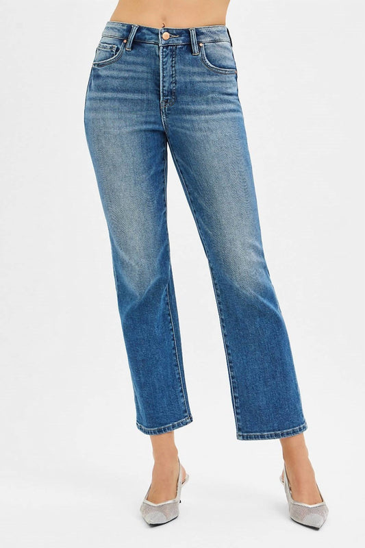 Risen - Tummy Control High Rise Crop Straight Leg Jeans