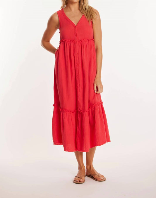 Mododoc - Button Front Tiered Midi Tank Dress