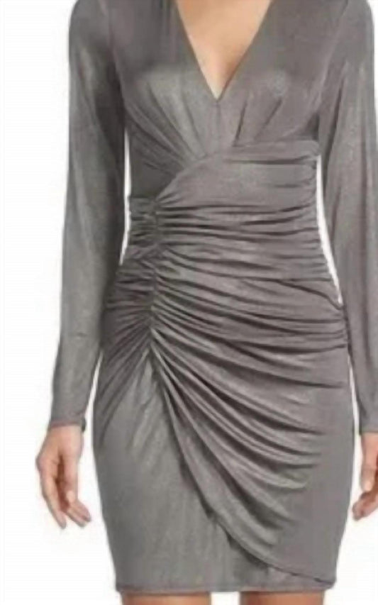 Vince Camuto - Long Sleeve Metallic Ruched Mini Dress