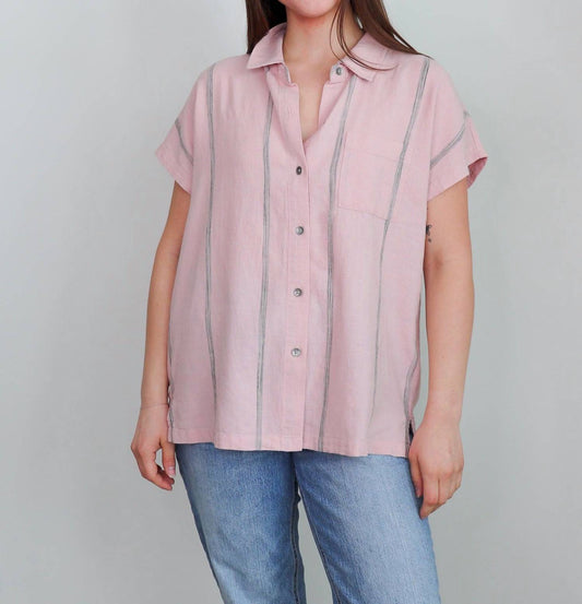 Splendid - Giada Short Sleeve Point Collar Button Front Shirt