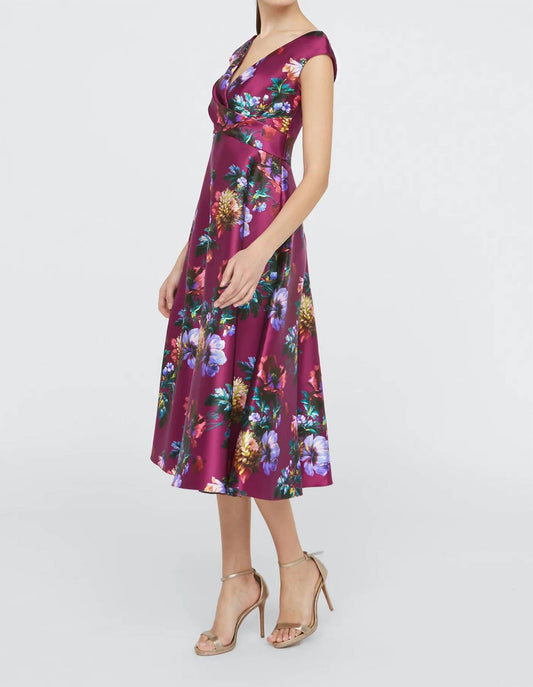 Theia - Kadence V-neck Midi Dress