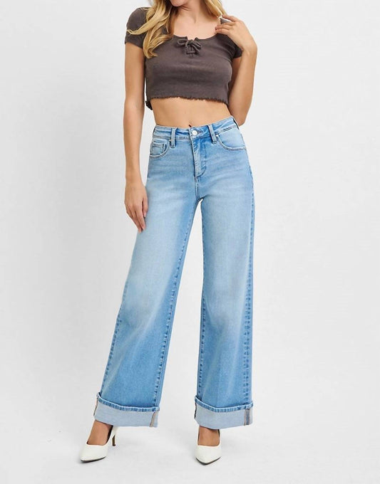 Risen - Tummy Control High Rise Wide Leg With Cuff Jeans