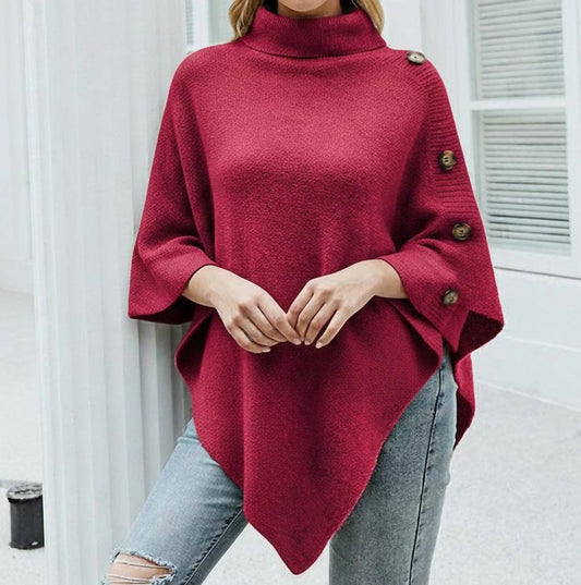 Masyal - Autumn Winter Turtleneck Shawl Sweater Coat