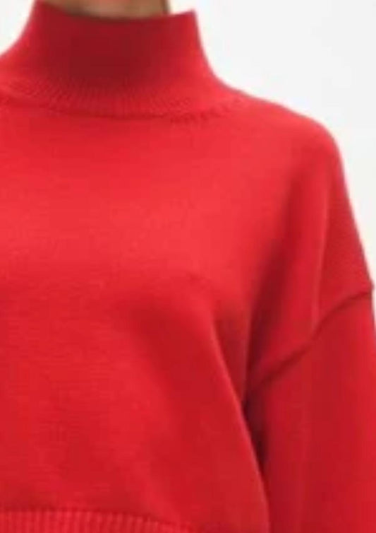 White + Warren - Organic Cotton Cropped Standneck Sweater