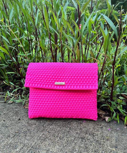 Valerosa - Women's Solid Woven Pink Clutch With Tassel