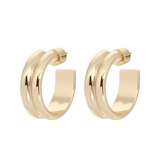 Eklexic - Women's Double Domed Hoop Earrings