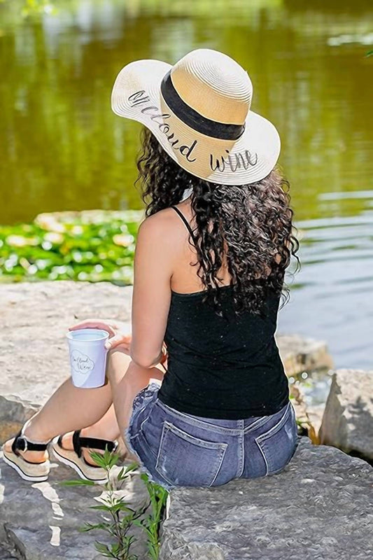 C.C - On Cloud Wine Embroidered Sun Hat