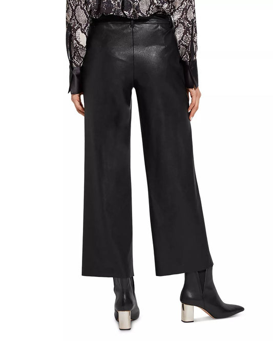 Lysse - Faux Leather Cropped Wide Leg Trousers