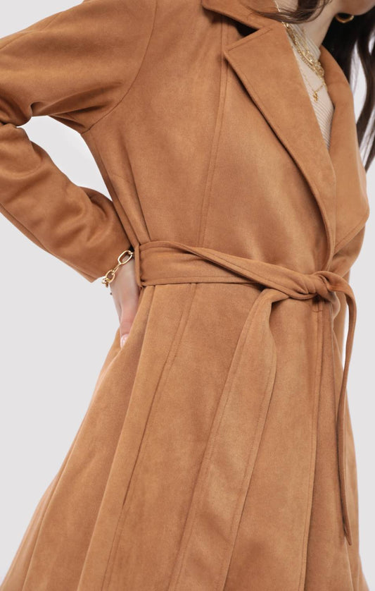 Sadie & Sage - Risk Taker Faux Suede Belted Coat