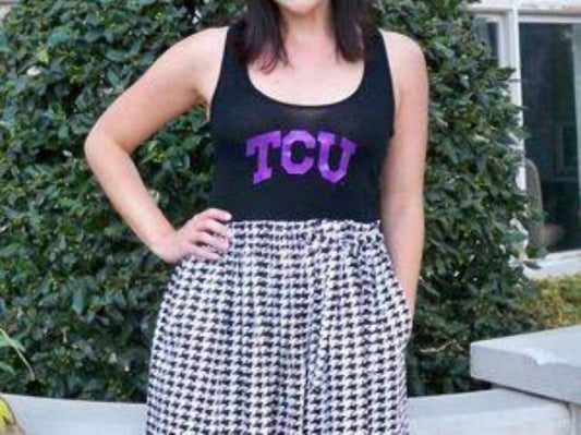 Gameday Couture - TCU Logo Houndstooth Tank Dress