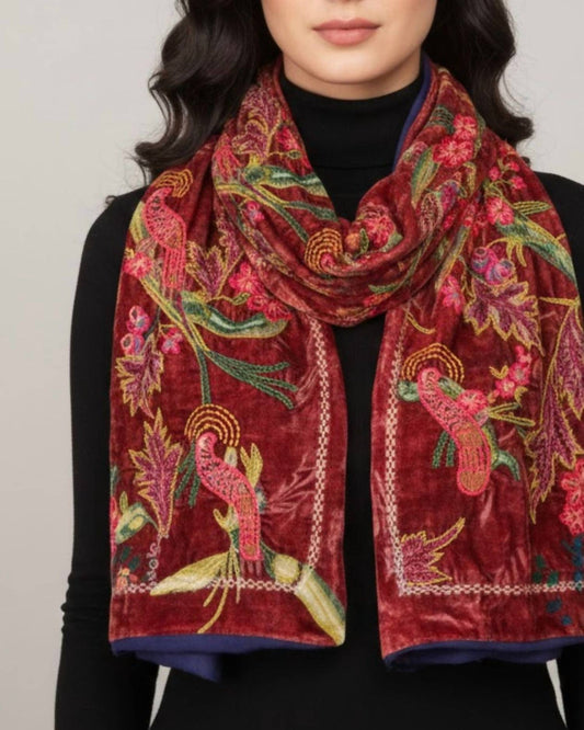 Vismaya - Enchanted Garden Velvet Scarf