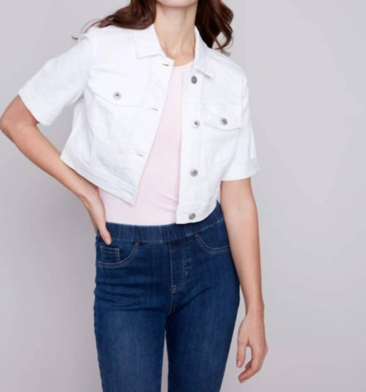 Charlie B - Cropped Short Sleeve Jean Jacket - Plus