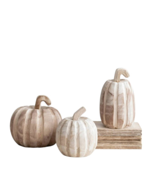 Creative Co-Op - Hand-Carved Wood Pumpkin