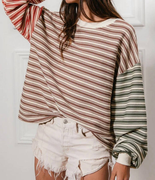 Bibi - Sabine Striped Pullover Sweatshirt