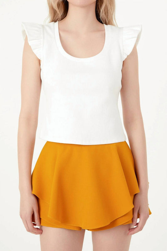 2.7 August Apparel - U-neckline Ribbed Knit Top