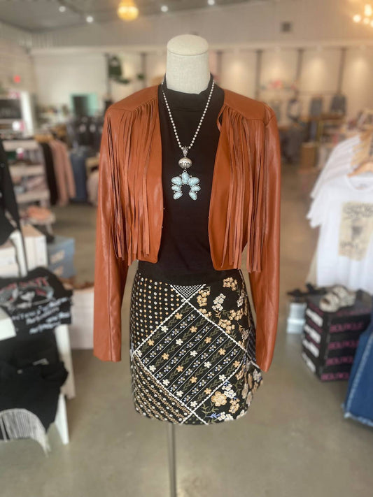 Andree By Unit - Women's Suede Embroidered Skirt