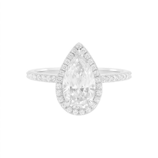 Allyanna Gifts - Women's Pear Shape Halo Moissanite Ring