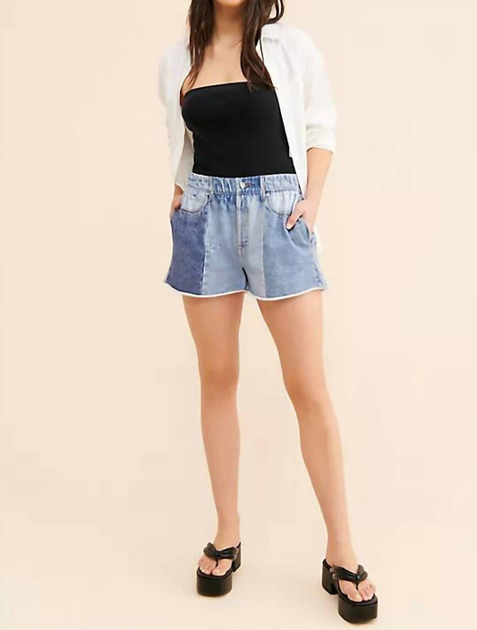 Blanknyc - Colorblock Denim & French Terry Pull-on Shorts