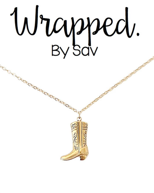 Wrapped. By Sav - Women's Golden Boot Necklace