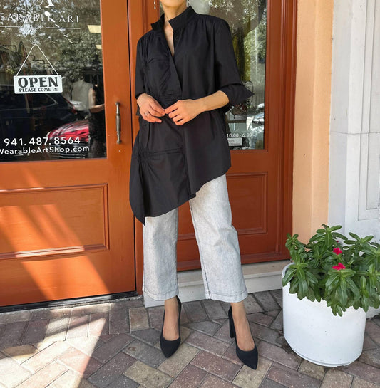 Noen - Asymmetric Gathered Cotton Shirt