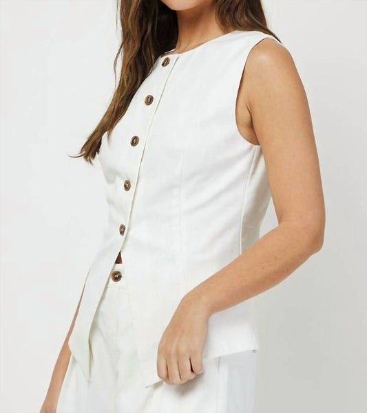 Needii - Button Down Sleeveless Linen Vest