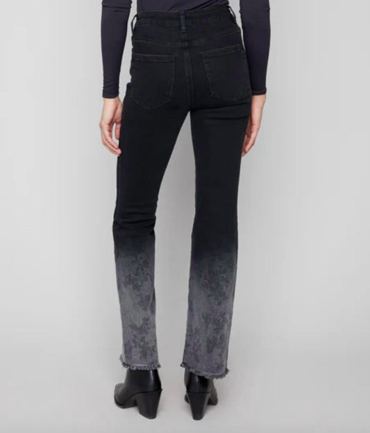 Charlie B - flared jeans with Floral Washed Hem
