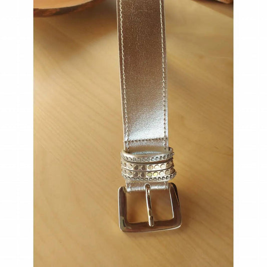 Berge - WOMEN'S SKINNY LEATHER BELT WITH GOLD LINKS