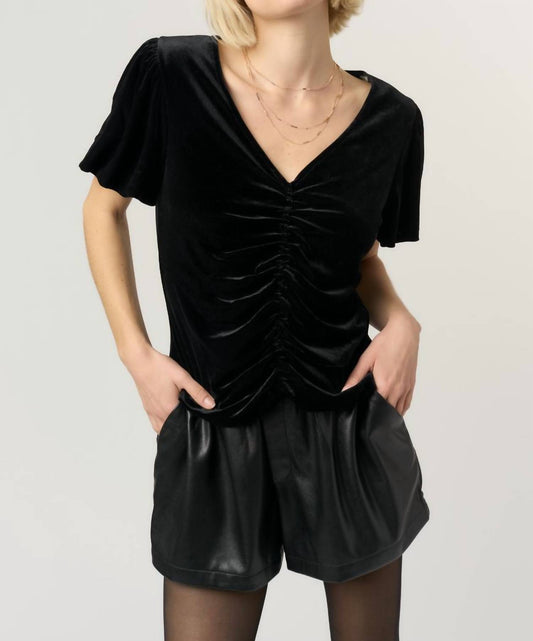Project Social T - Jorja Ruched Front Velvet Tee