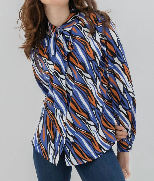 Marble - Printed Blouse With Bow Detail